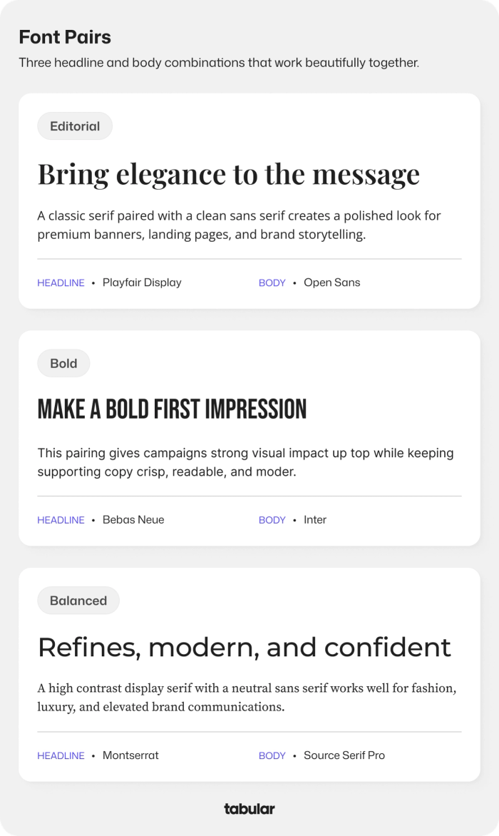 Font pairs.